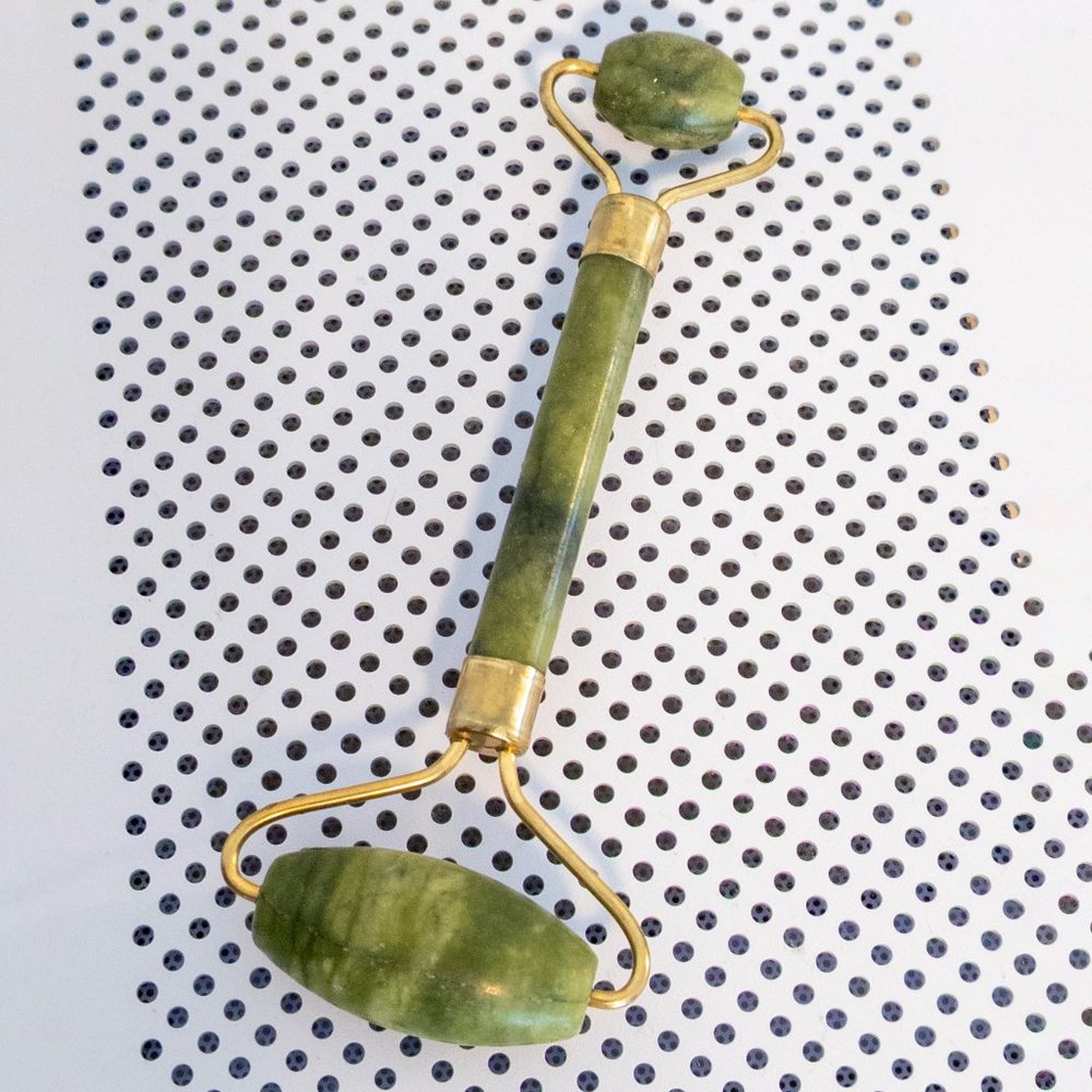 Jade Roller Gold Green Facial Beauty Tool Double Sided Handheld Massage Skin